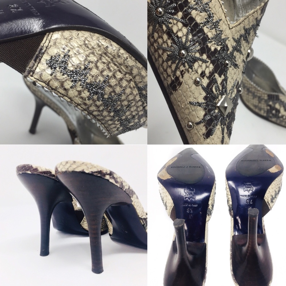 SOLD ❌ Donald J Pliner Couture Croc Mules snake heels - Picture 7 of 8